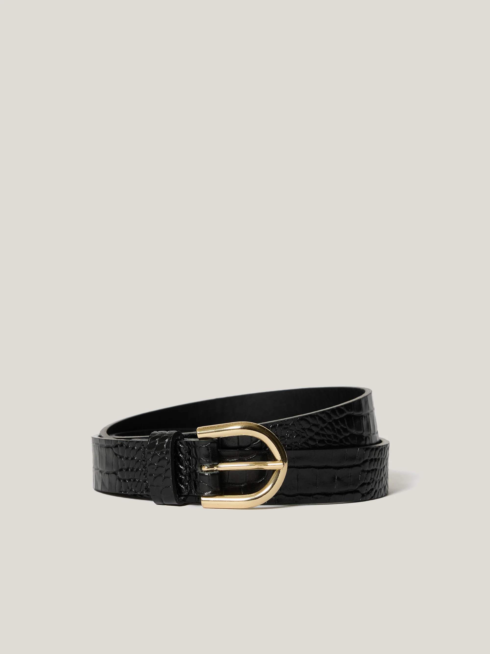 Croc Leather Belt | Black | Jigsaw (UK)