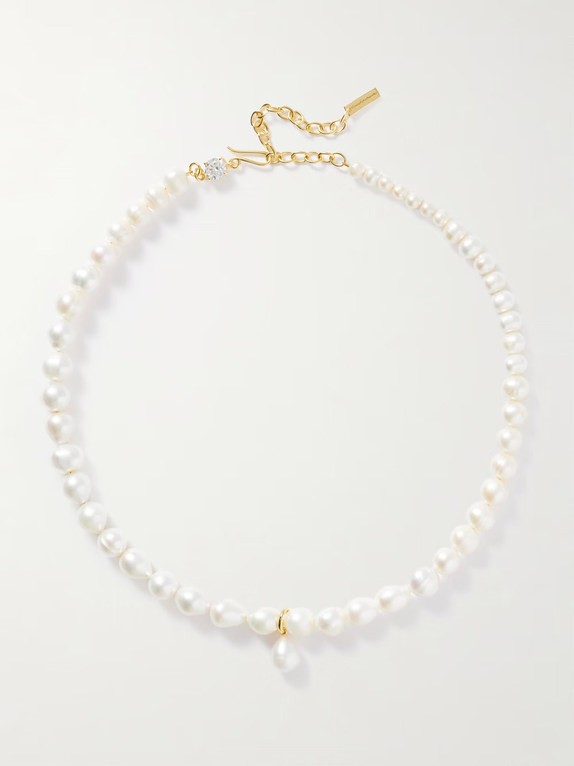 Vergoldete Kette mit Perlen und Cubic Zirkonia | NET-A-PORTER (UK & EU)