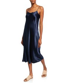 Satin Midi Slip Dress | Bergdorf Goodman