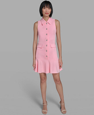 KARL LAGERFELD PARIS Women's Sleeveless Flounce Hem Short Dress - Macy's | Macy's