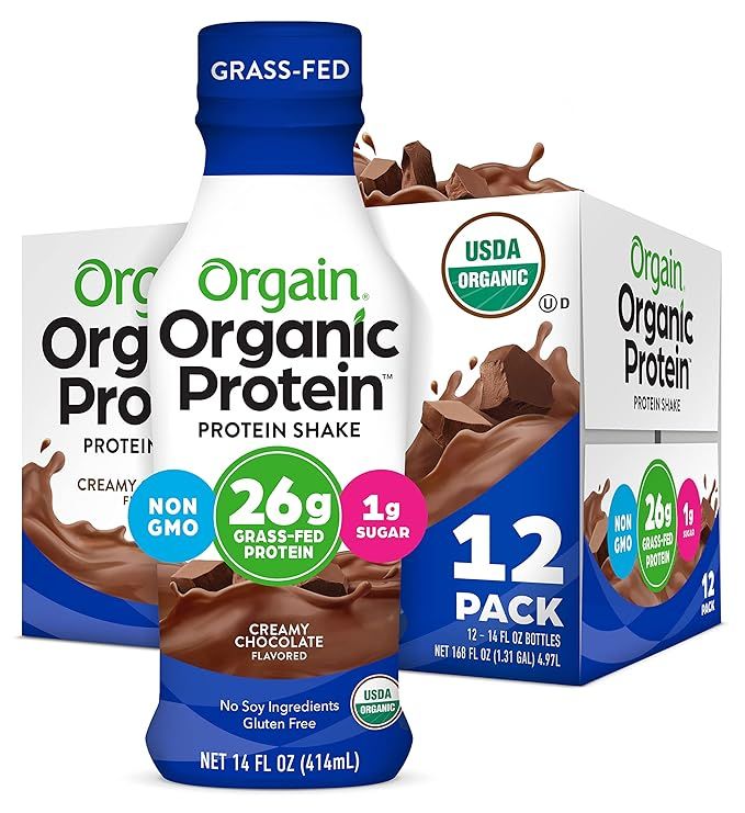 Orgain Organic 26g Grass Fed Whey Protein Shake, Creamy Chocolate - Meal Replacement, Ready to Dr... | Amazon (US)