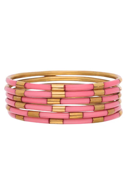 BudhaGirl Veda Blush Bangle Bracelets Set of 6 | The Willow Tree