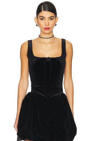 Zemeta Night Rose Velvet Corset in Black from Revolve.com | Revolve Clothing (Global)