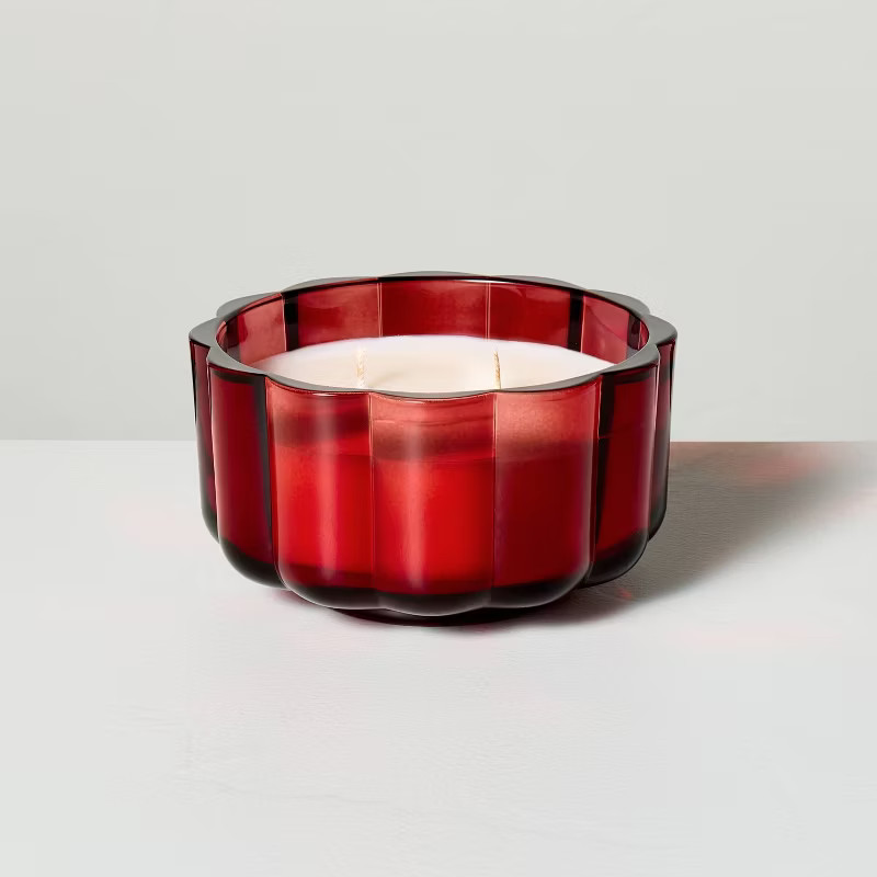 Scalloped Glass Balsam & Berry Christmas Jar Candle - Hearth & Hand™ with Magnolia | Target