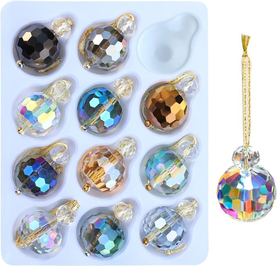 12 Pcs Multicolor Crystal Glass Christmas Balls Ornaments, 0.87" Mini Colorful Prism Ball Xmas Tr... | Amazon (US)