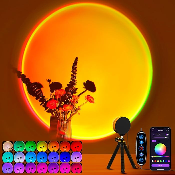 Sunset Lamp Projector Multicolor Changing LED Projection Lamp,Switch Button and APP Control 360 D... | Amazon (US)