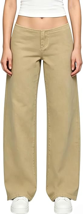 Low Rise Jeans for Women Baggy Y2K Adjustable Denim Pants | Amazon (US)