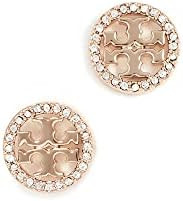 Tory Burch Women's Miller Pave Stud Earrings, Tory Gold/Crystal, One Size | Amazon (US)