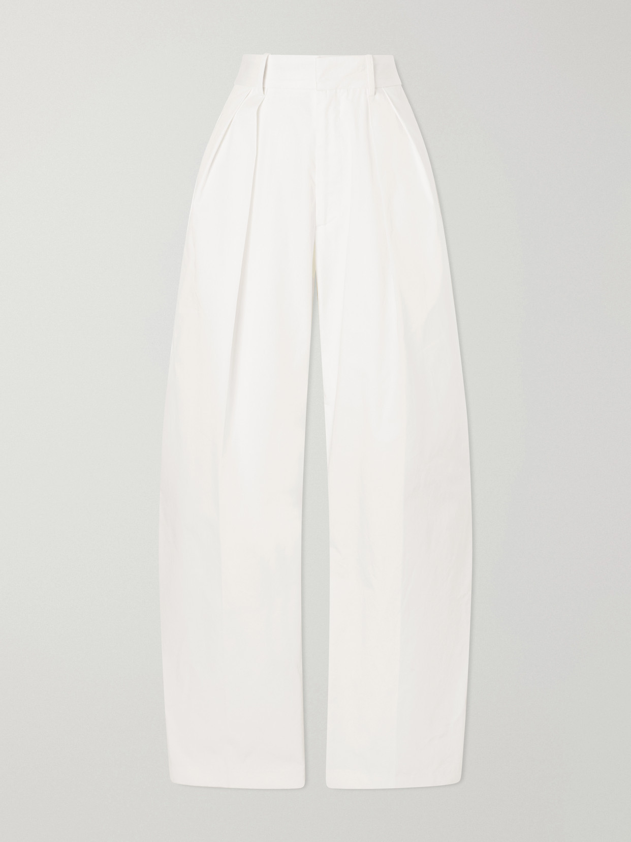 KALLMEYER - Joel Pleated Cotton-poplin Wide-leg Pants - Neutrals | NET-A-PORTER (US)