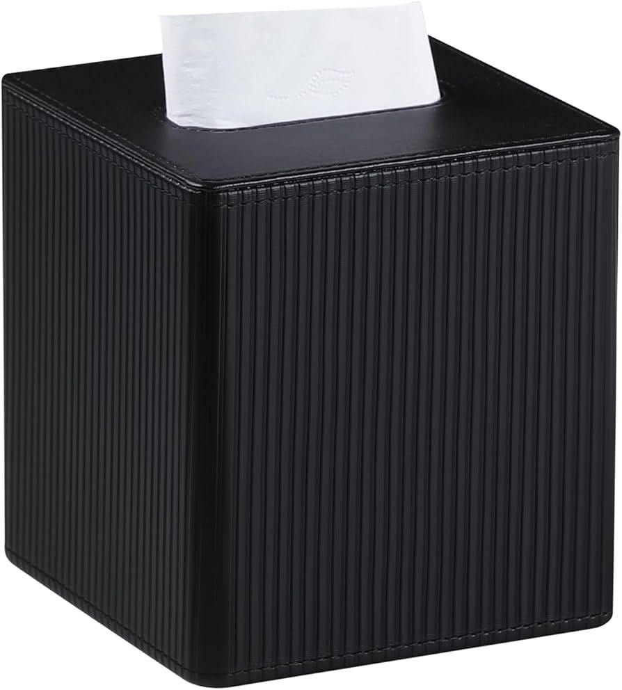 Tissue Box Cover Square with Magnetic Closure, PU Leather Tissue Box Holder for Bathroom NightSta... | Amazon (US)