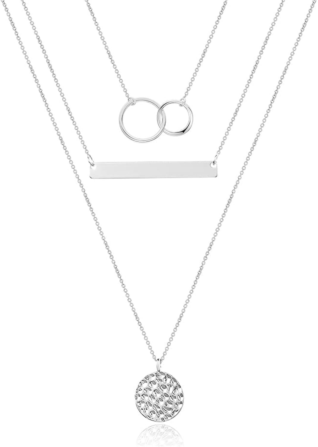 Turandoss Dainty Layered Choker Necklace, Handmade 14K Gold Plated Y Pendant Necklace Multilayer Bar | Amazon (US)