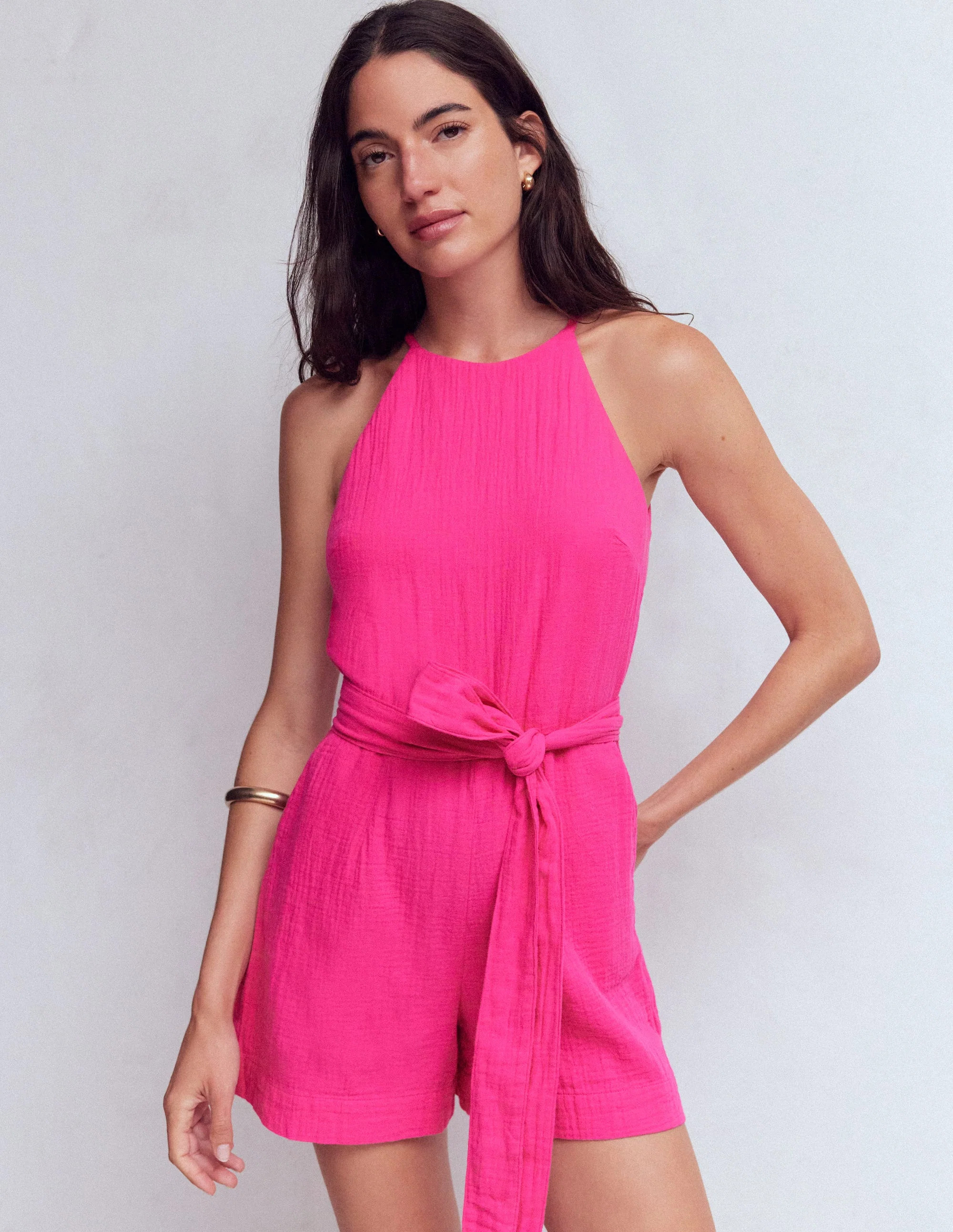 Rosa Double Cloth Playsuit-Hunter Green | Boden UK