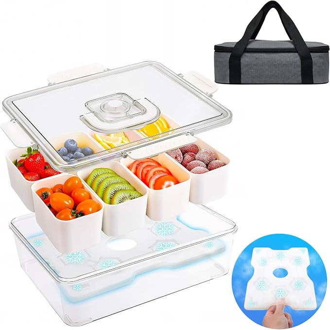 Portable Snackle Box Container with Ice Pack,Snack Container Divided Serving Tray Insulated Bag, ... | Amazon (US)
