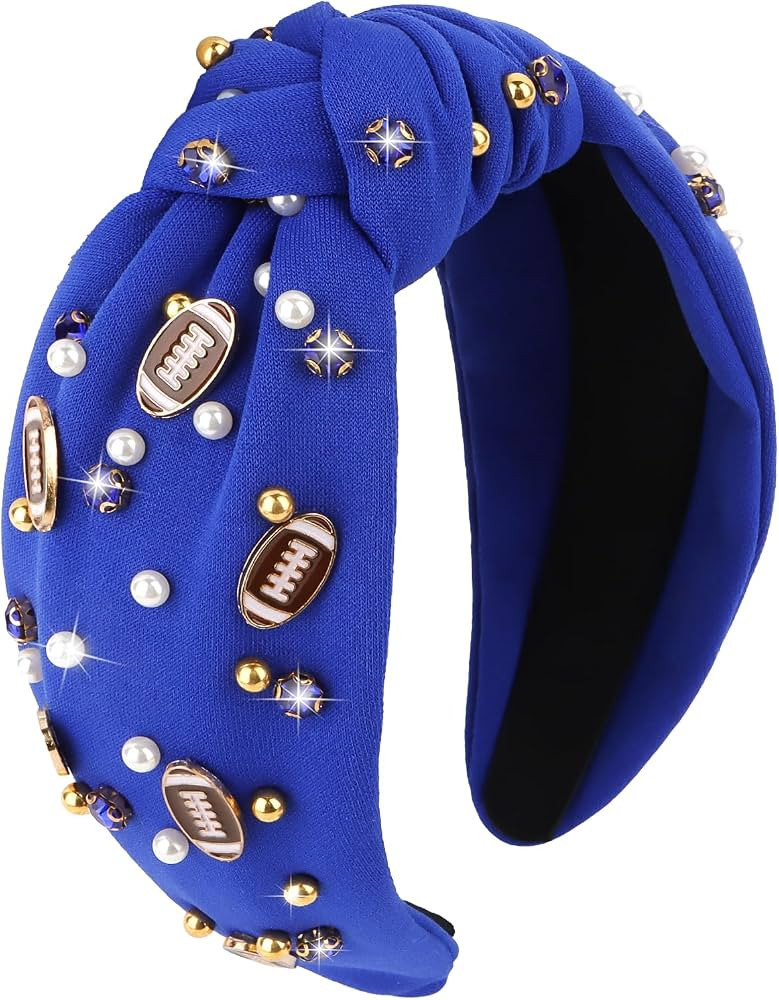 YARIEW Football Headband for Women Crystal Jeweled Knotted Headband | Amazon (US)