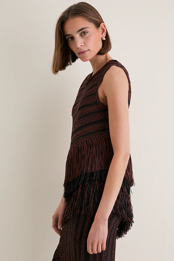 Chocolate Brown and Black Beja Crochet Top | Tuckernuck (US)