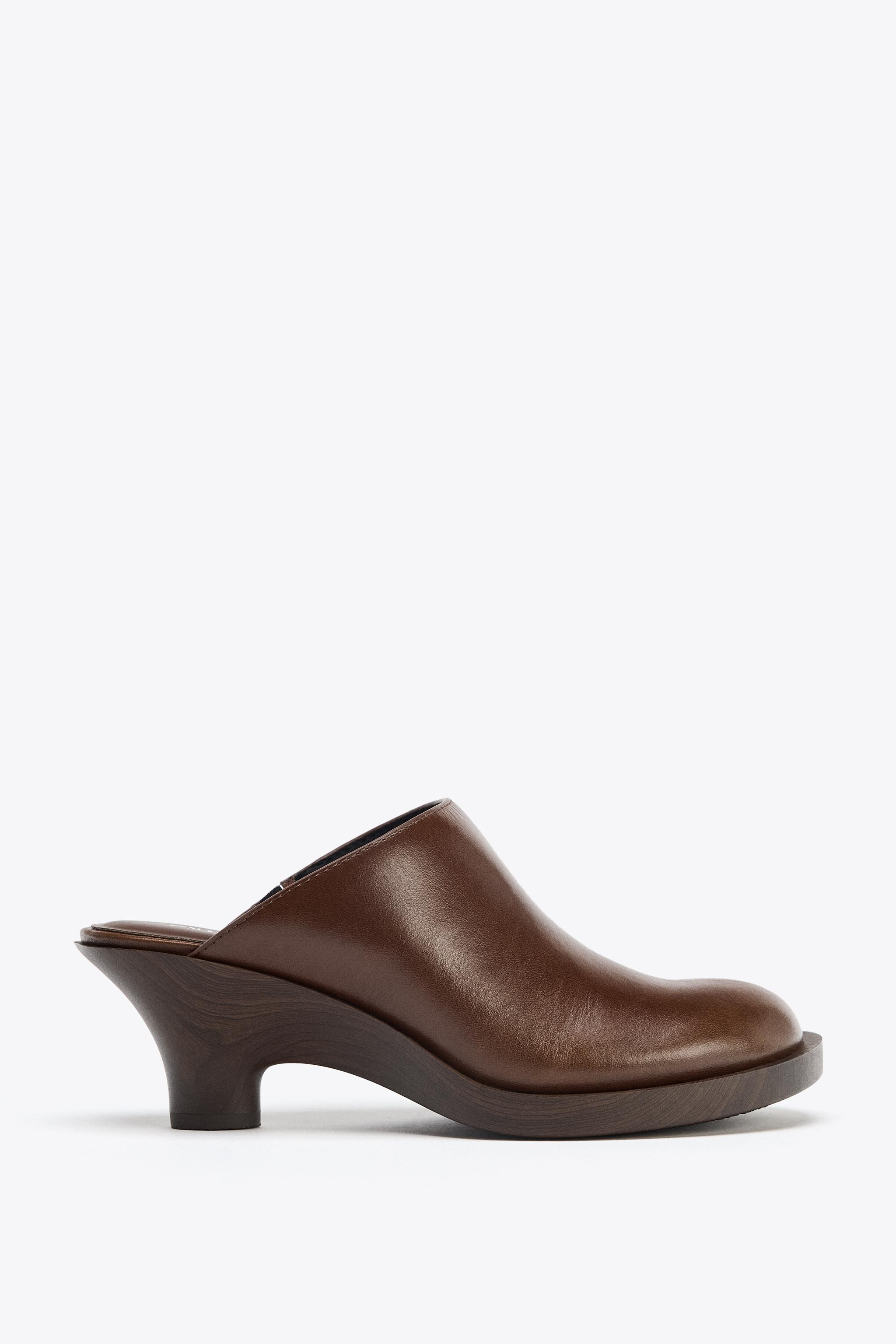 LEATHER HEELED CLOGS | Zara US