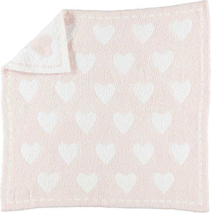 Barefoot Dreams® CozyChic® Dream Receiving Blanket, Pink-White Hearts, 30"x30" | Amazon (US)