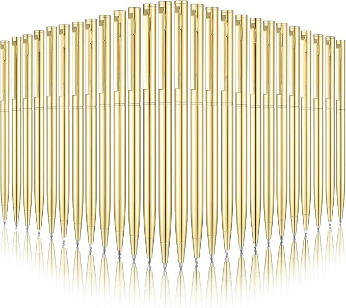 26 Pieces Slim Metallic Retractable Ballpoint Pens 1 mm Medium Point Black Ink Pen Nice Present f... | Amazon (US)