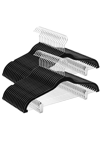Cozymood Velvet Pant Hangers 36 Packs Ultra Thin Hangers with Clips Non Slip Velvet Skirt Hanger Space Saving Clothes Hanger with Clips for Pants, Skirts, Jeans, Shorts (Black) | Amazon (US)