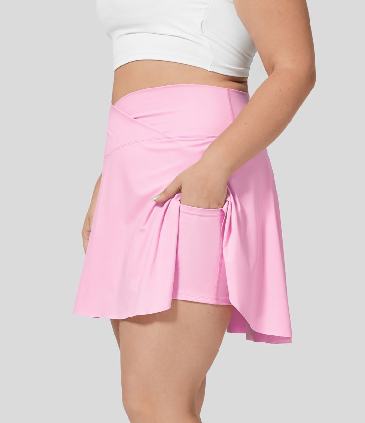 Softlyzero™ Airy Crossover Side Pocket 2-in-1 Cool Touch Tennis Plus Size Skirt-Lucid-Longer Le... | HALARA