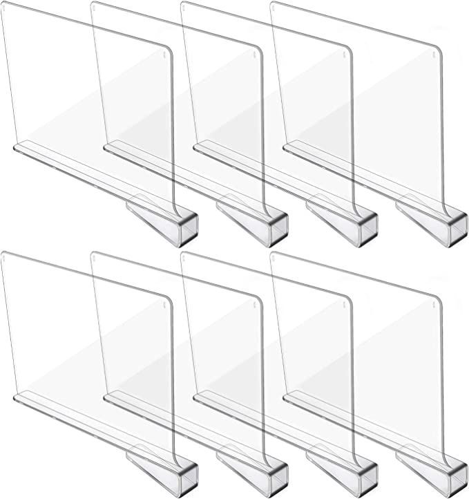 Hmdivor Clear Acrylic Shelf Dividers, Closets Shelf and Closet Separator for Organization in Bedr... | Amazon (US)