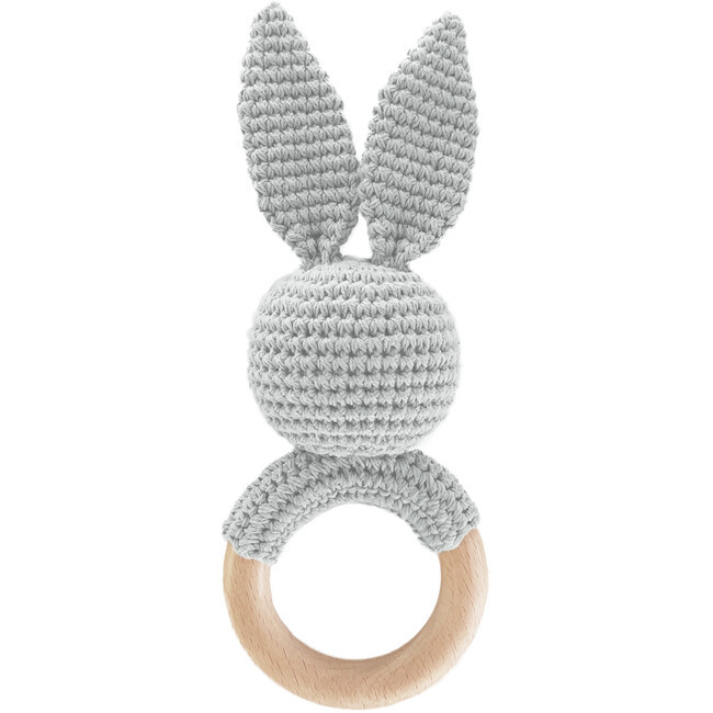 Cotton Crochet Rattle Teether Bunny - The Blueberry Hill Teethers & Rattles | Maisonette | Maisonette