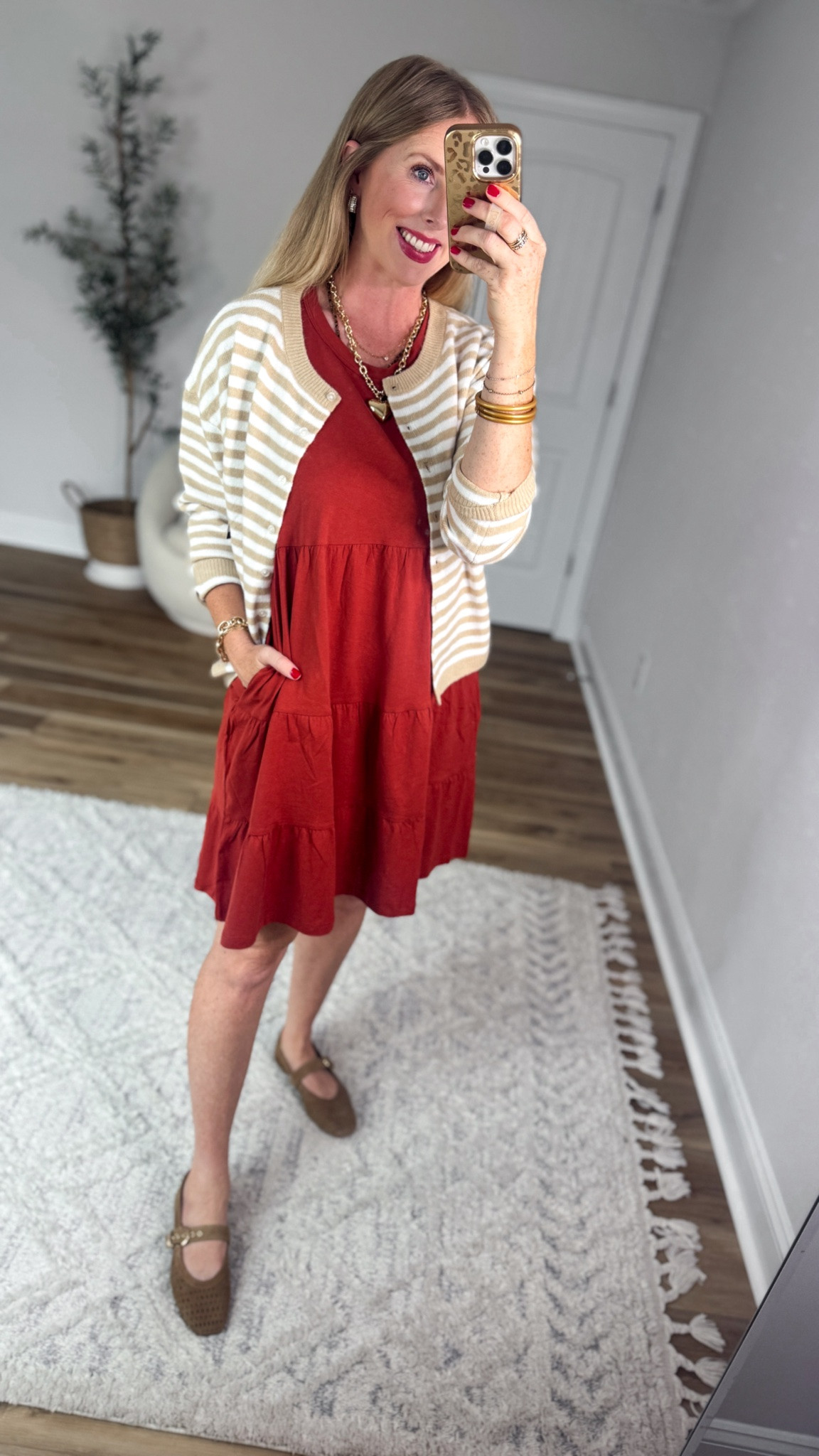 Weekend Walmart Wins try on 
Tiered t-shirt dress- small
Striped cardigan- girls XXL, fits like a M/L. I am reordering in the girls XL for more of a S/M fit