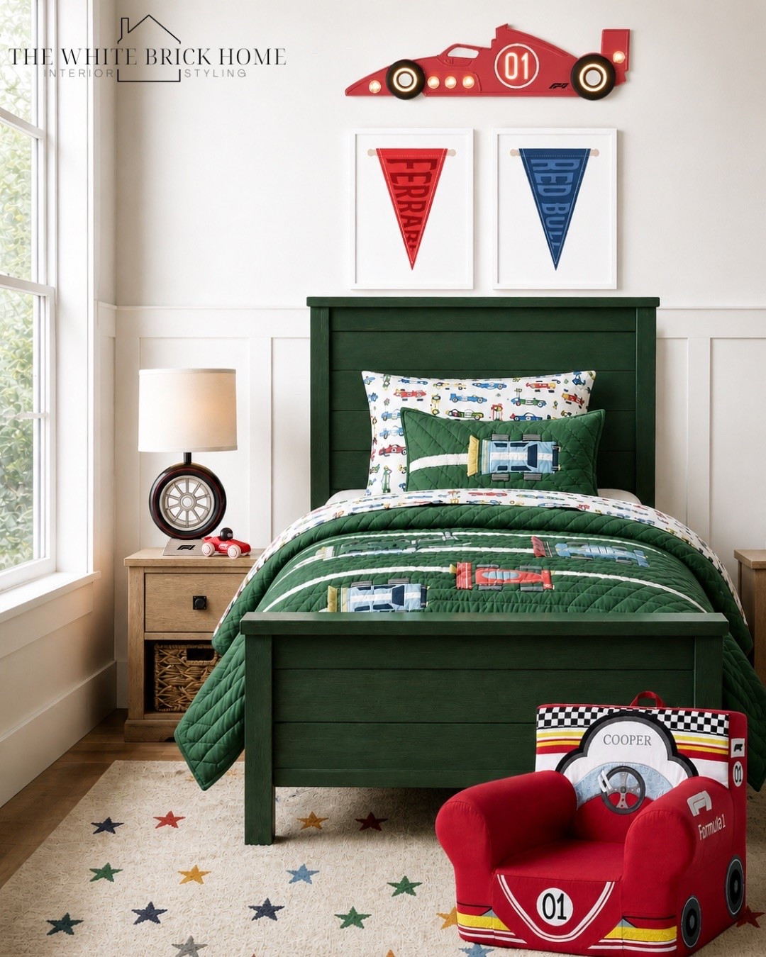 Vintage racing vibes meets playful charm in this cozy race car themed boys bedroom! 
❤️❤️
Boys room, boys bedroom, kids room, kids room design, boys room decor, boys room bed, boys room wall art, boys room rug, boys room lighting, boys room ideas, boys room decor, boys room chair, toddler boy, toddler boy bedroom inspiration, boys room decor ideas, race car bedroom, race room, race car bedroom design, home decor, boys room car theme, race car room, pottery barn kids. Etsy, formula one bedroom

#LTKHome #LTKSeasonal #LTKKids
