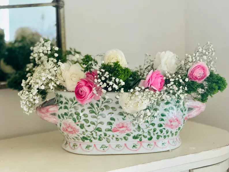 Pink & Green Chinoiserie Footbath | Etsy (Global)
