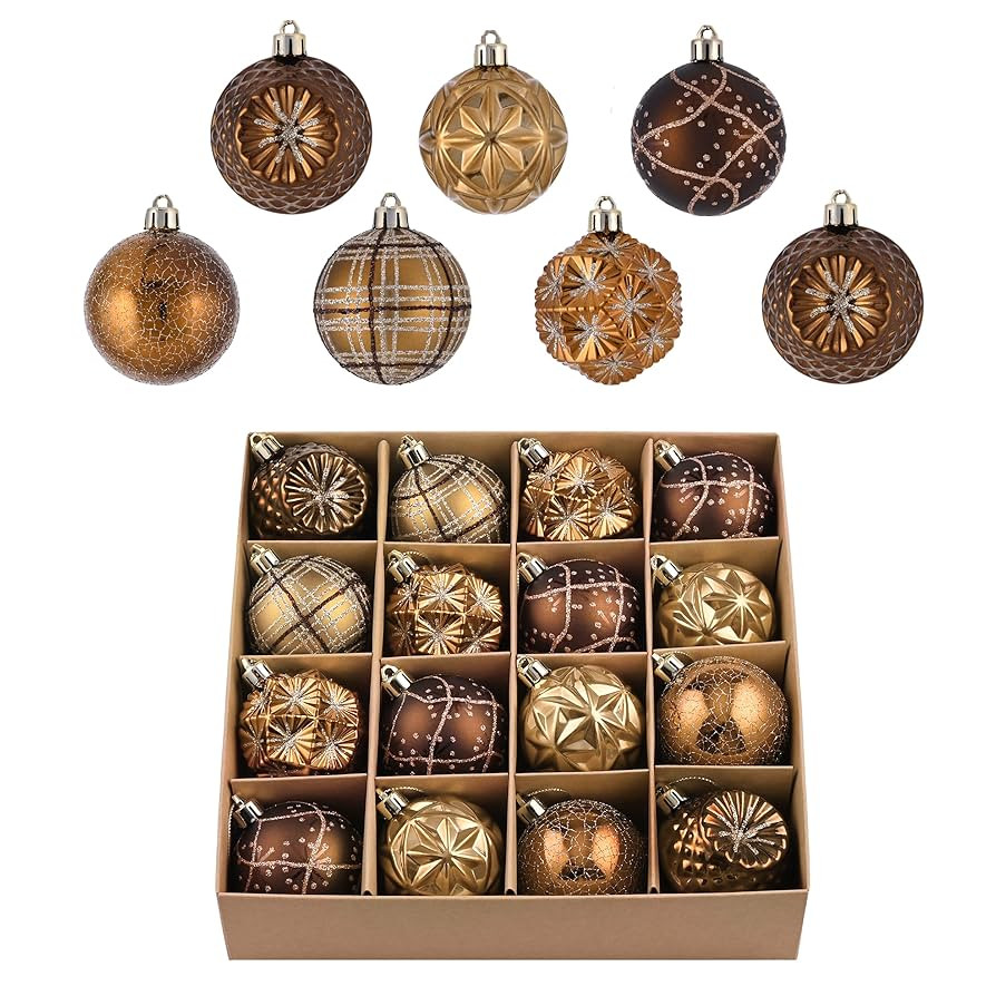 Valery Madelyn Fall Ornaments for Christmas Trees, 16ct Bronze Copper Brown Gold Shatterproof Fal... | Amazon (US)