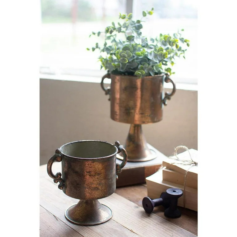 Kalalou Inc Set Of Two Antique Copper Finish Planters With Handles | Walmart (US)