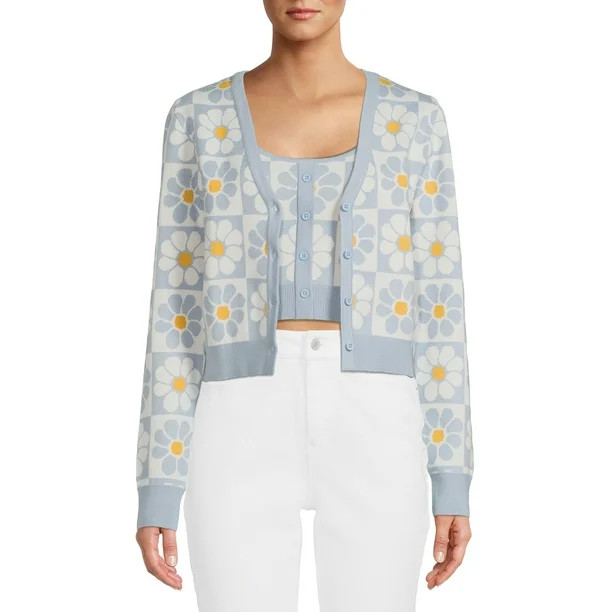 Liv & Lottie Juniors' Retro Y2K Cardigan and Tank Top, 2-Piece Set - Walmart.com | Walmart (US)