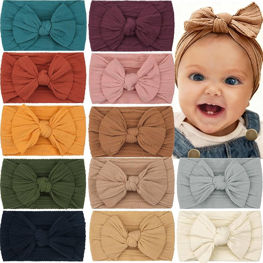 CÉLLOT Super Stretchy Soft Knot Headbands with Hair Bows Head Wrap Hair Accessories For Newborn ... | Amazon (US)