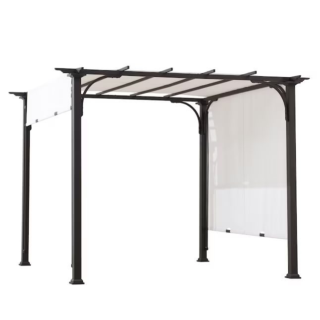 Sunjoy 10-ft W x 10-ft L x 7-ft 3-in Brown Metal Freestanding Pergola with Canopy Lowes.com | Lowe's