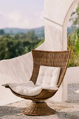 Healdsburg Wicker Rattan Swivel Chair | Anthropologie (US)