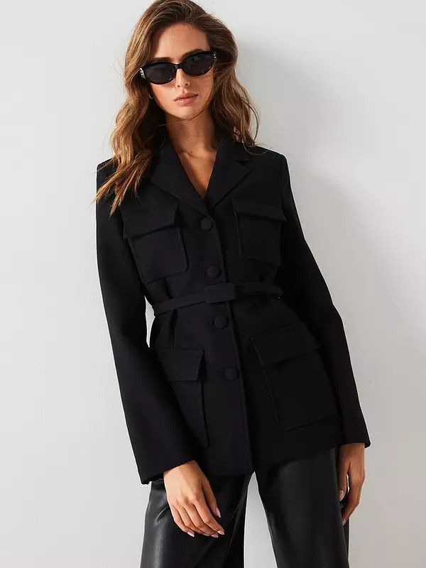 Mango Pocket Design Belted Blazer | Very (UK)