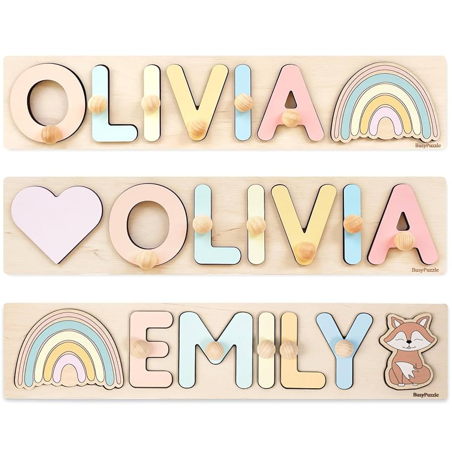 Name Puzzle With Pegs Personalized Wooden Name Puzzle Wooden Toys Custom Name Puzzle by BusyPuzzl... | Amazon (US)