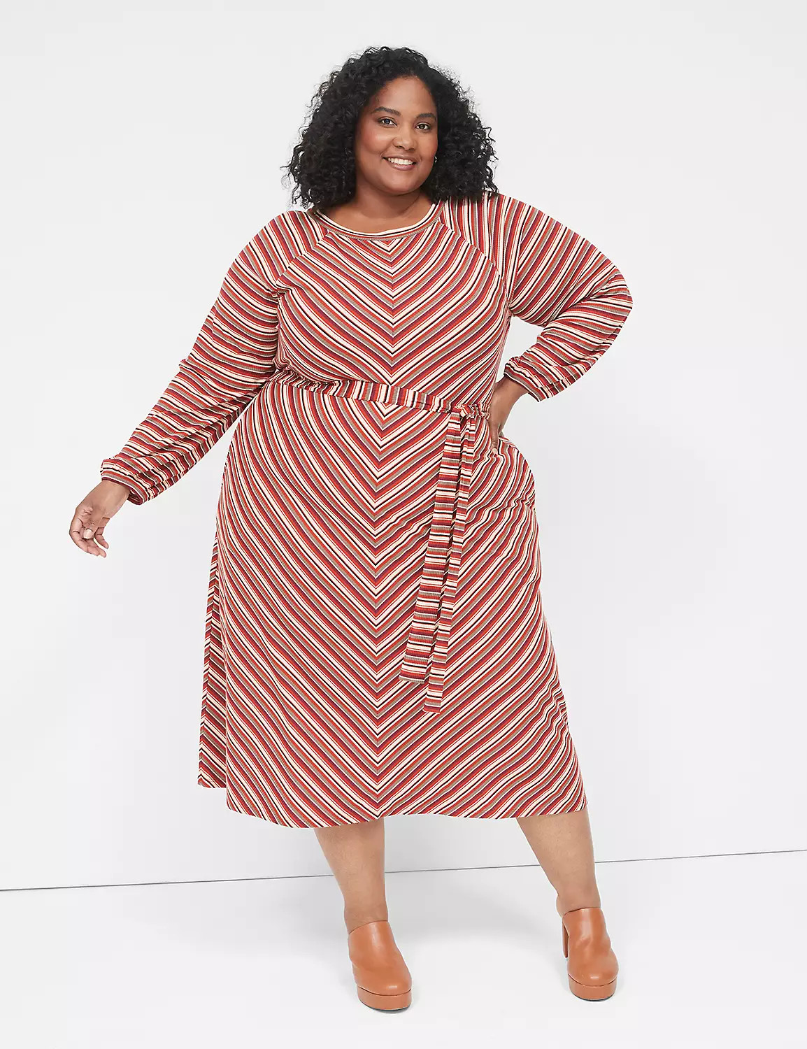 Long-Sleeve Stripe Midi Dress | LaneBryant | Lane Bryant (US)