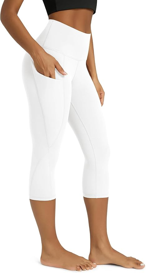 ODODOS Women's High Waisted Yoga Capris with Pockets, Tummy Control Non See Through Workout Athle... | Amazon (US)
