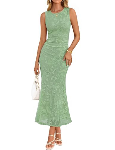 ZESICA Women's Sleeveless Floral Bodycon Maxi Dress 2026 Summer Ruched Mesh Wedding Guest Cocktai... | Amazon (US)