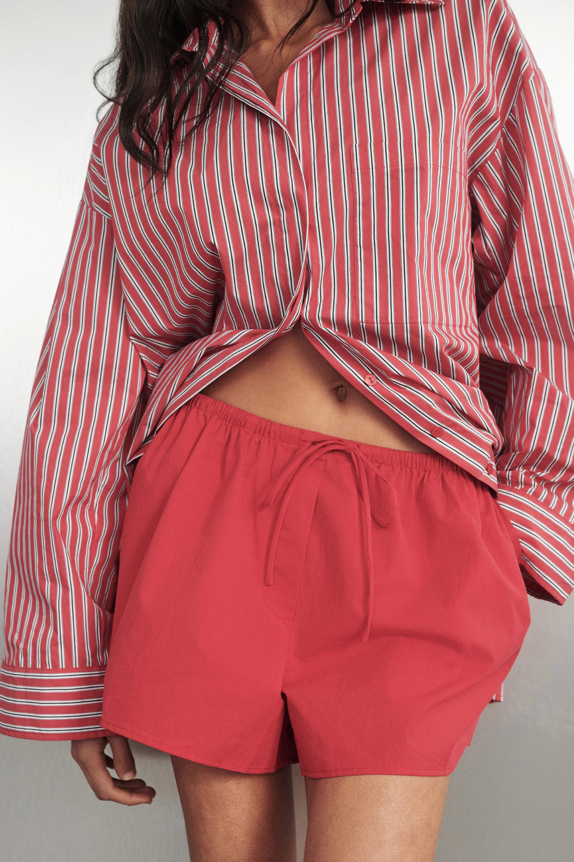 INA RED LIGHTWEIGHT POPLIN SHORT | DISSH
