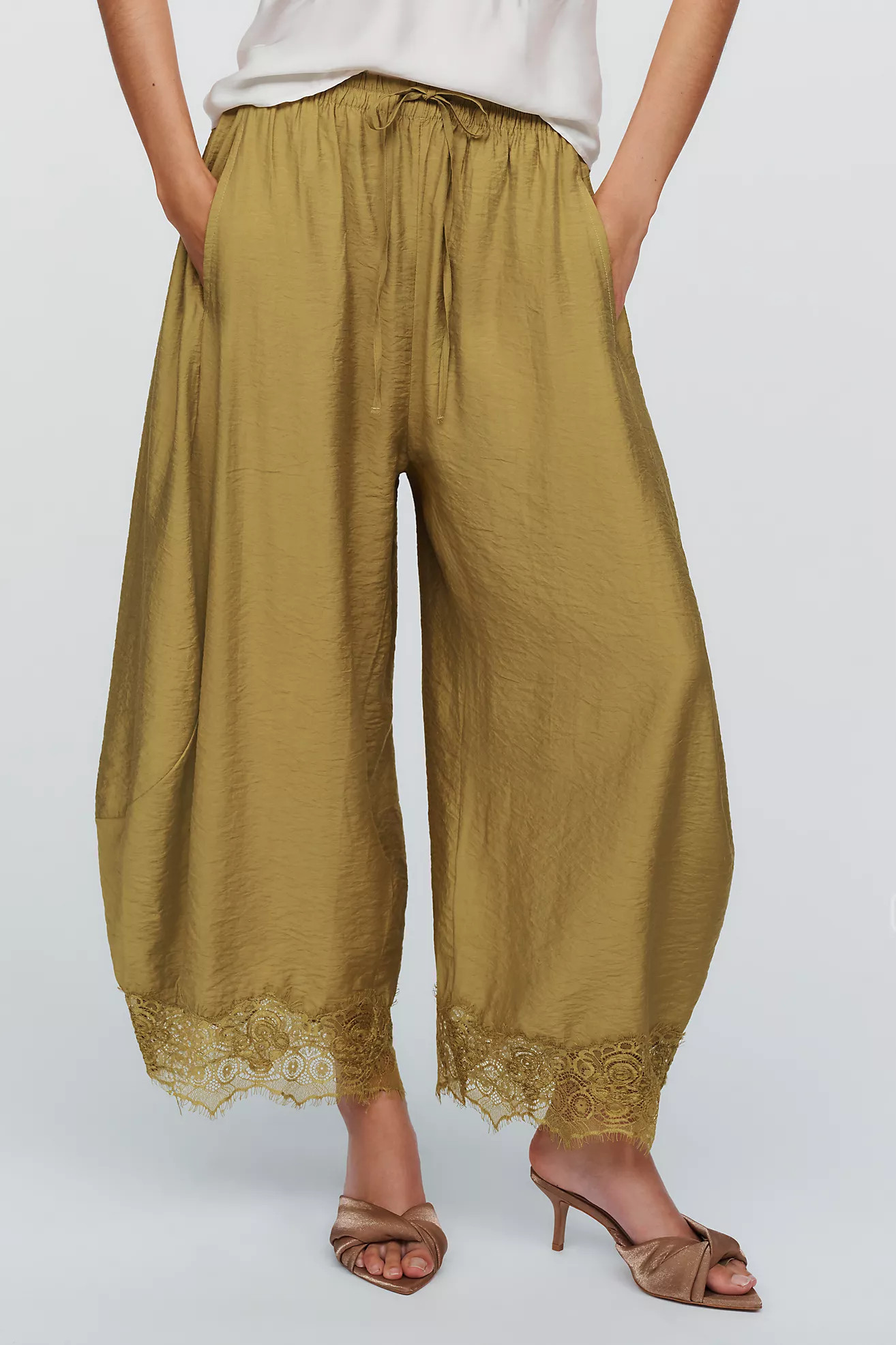 Reverie Lace-Trim Tapered Pants | Anthropologie (US)