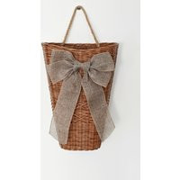 Wicker Door Basket With Bow Rustic Wall Hanging Decor | Etsy (US)