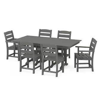 POLYWOOD Lakeside 7-Piece Gray Patio Dining Set with 6 Stationary Chairs | Lowe's