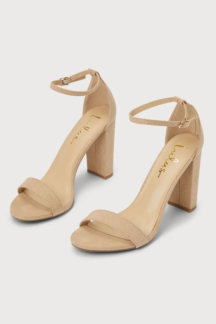 Taylor Natural Suede Ankle Strap Heels | Lulus