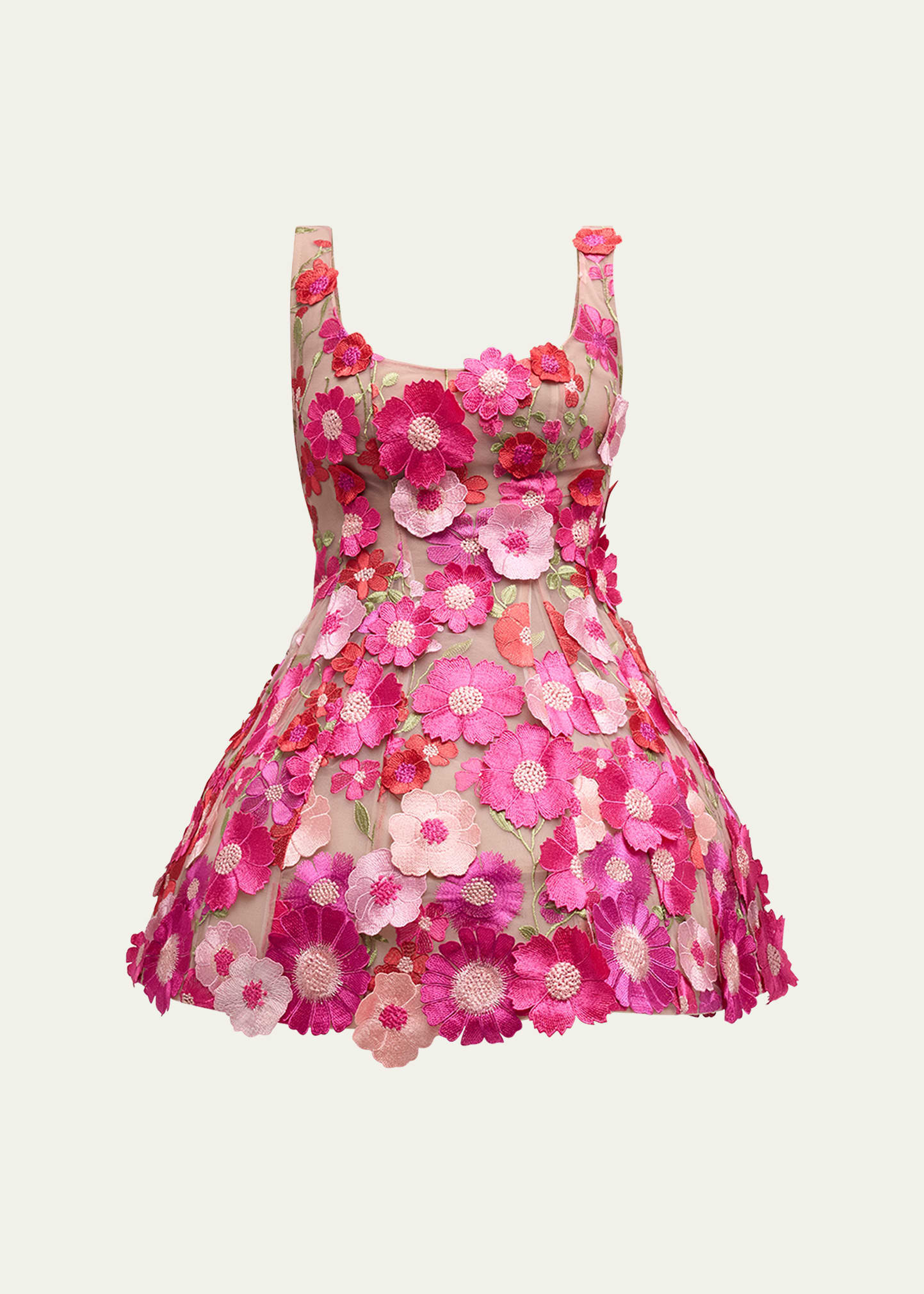 Bronx and Banco Jasmine Floral Applique Fit-&-Flare Mini Dress | Bergdorf Goodman