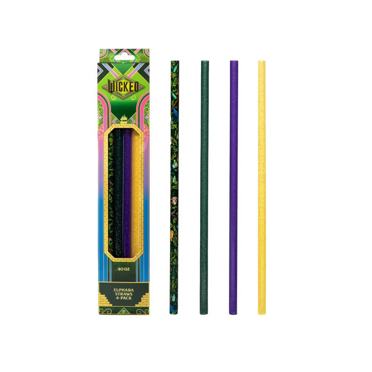 CharCharms 4pk 40oz Water Bottle Straws Wicked Elphaba | Target