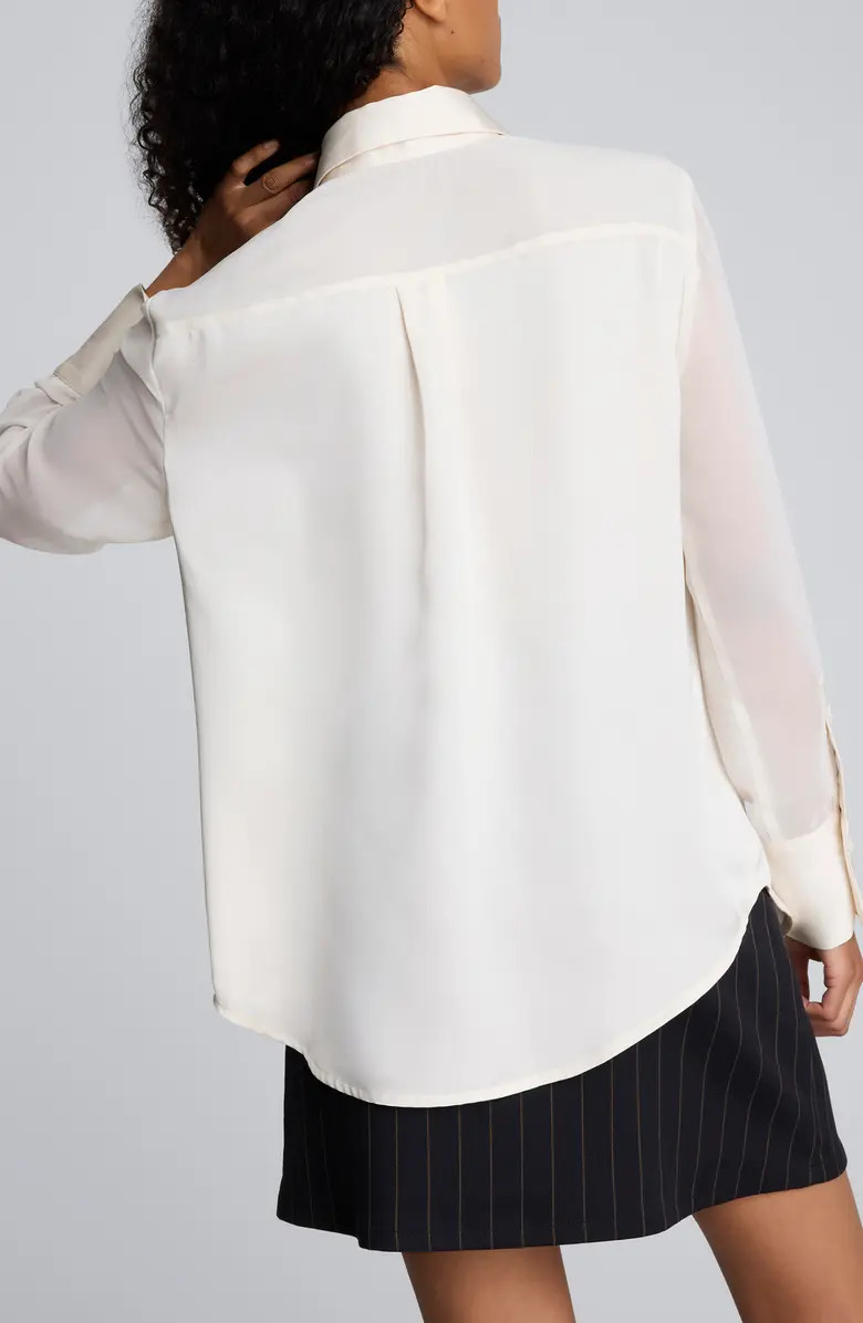 Sheer Satin Trim Shirt | Nordstrom