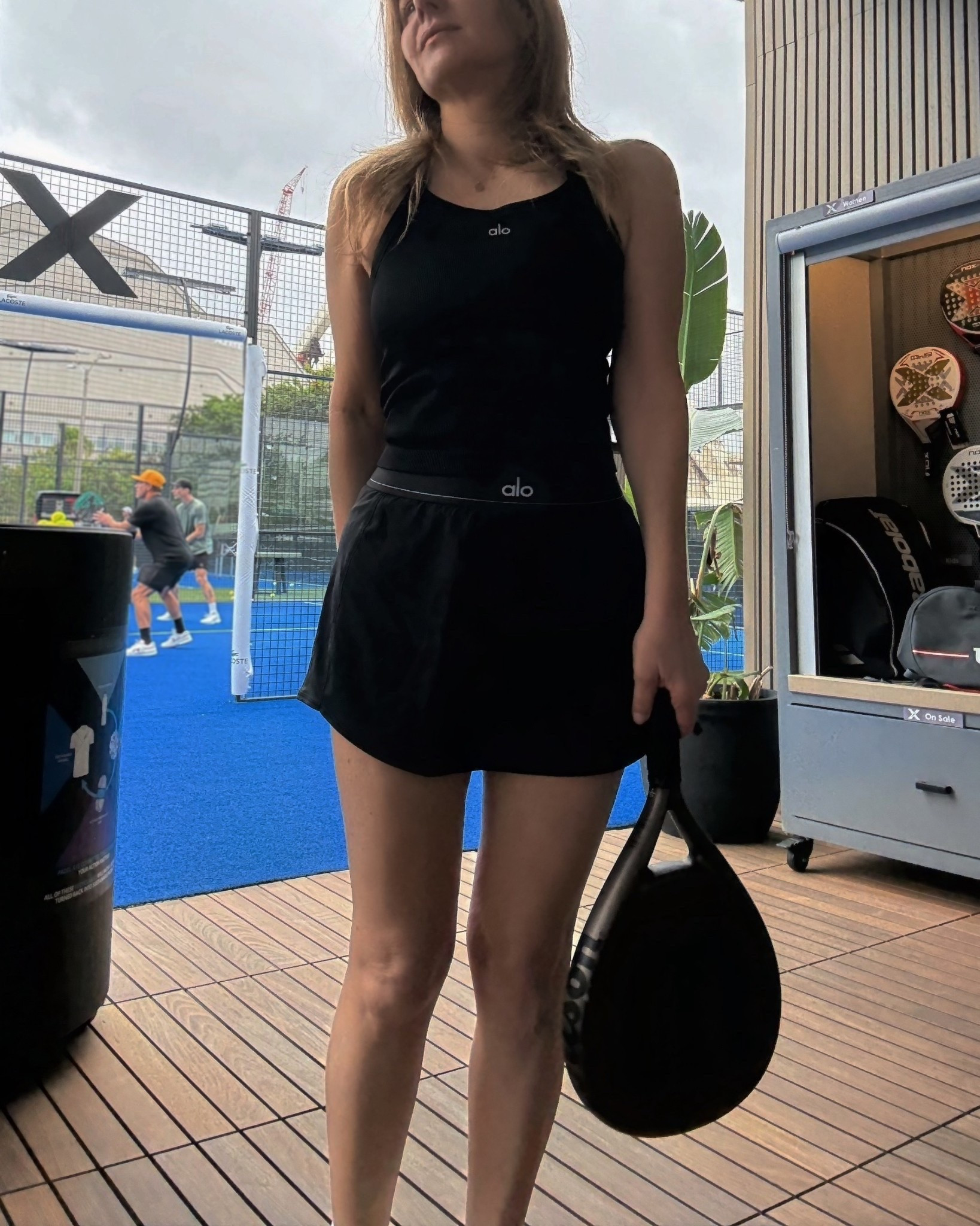 All black Padel outfit from Alo 🖤 

I’m wearing the Seamless Full Length Favorite Ribbed Bra (size: S) + the Match Point Tennis skirt (size: S) Raquet is Wilson 

#LTKdayinmylife #LTKfitnessgoals #LTKActive