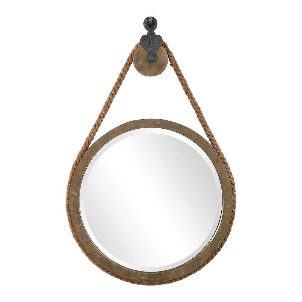 36.5" Brown Uttermost Melton Pulley Wall Mirror (Brown) | Bed Bath & Beyond
